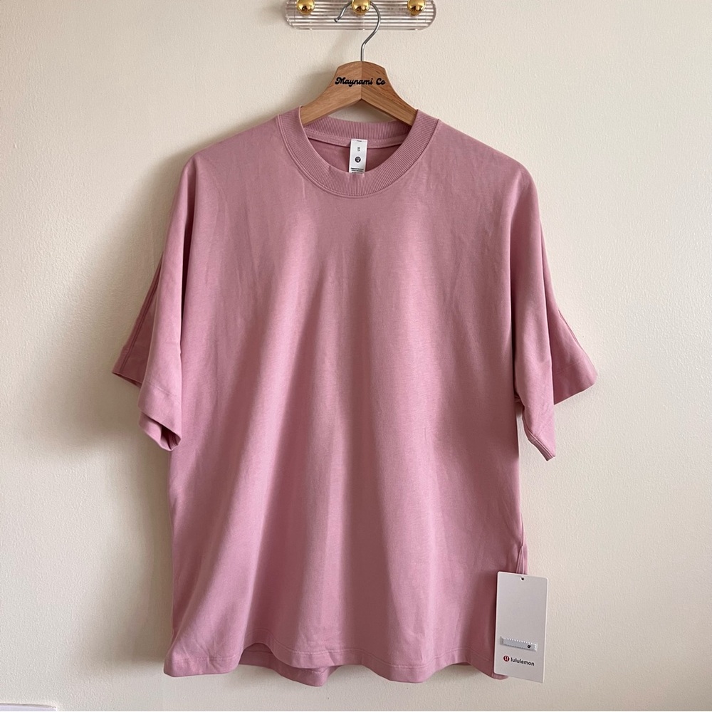 RARE Lululemon Cotton Jersey Oversized Short Sleeve - Pink Haze - Size XS